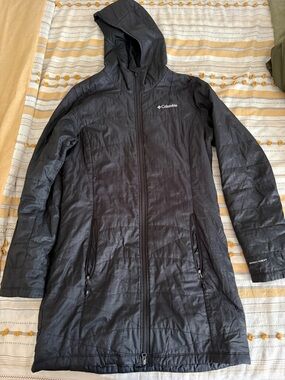 Columbia Black and Red Omni-Heat Quilted Hooded Jacket
